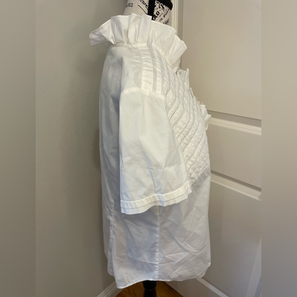 Lafayette 1448 New York off White Ruffle Short Sleeved Blouse size 12 - Picture 3 of 11